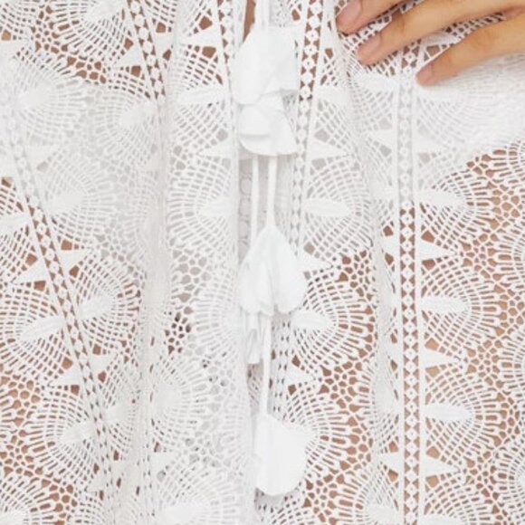 Trina Turk $188 Voila Lace Cover-up Caftan White - Picture 7 of 9